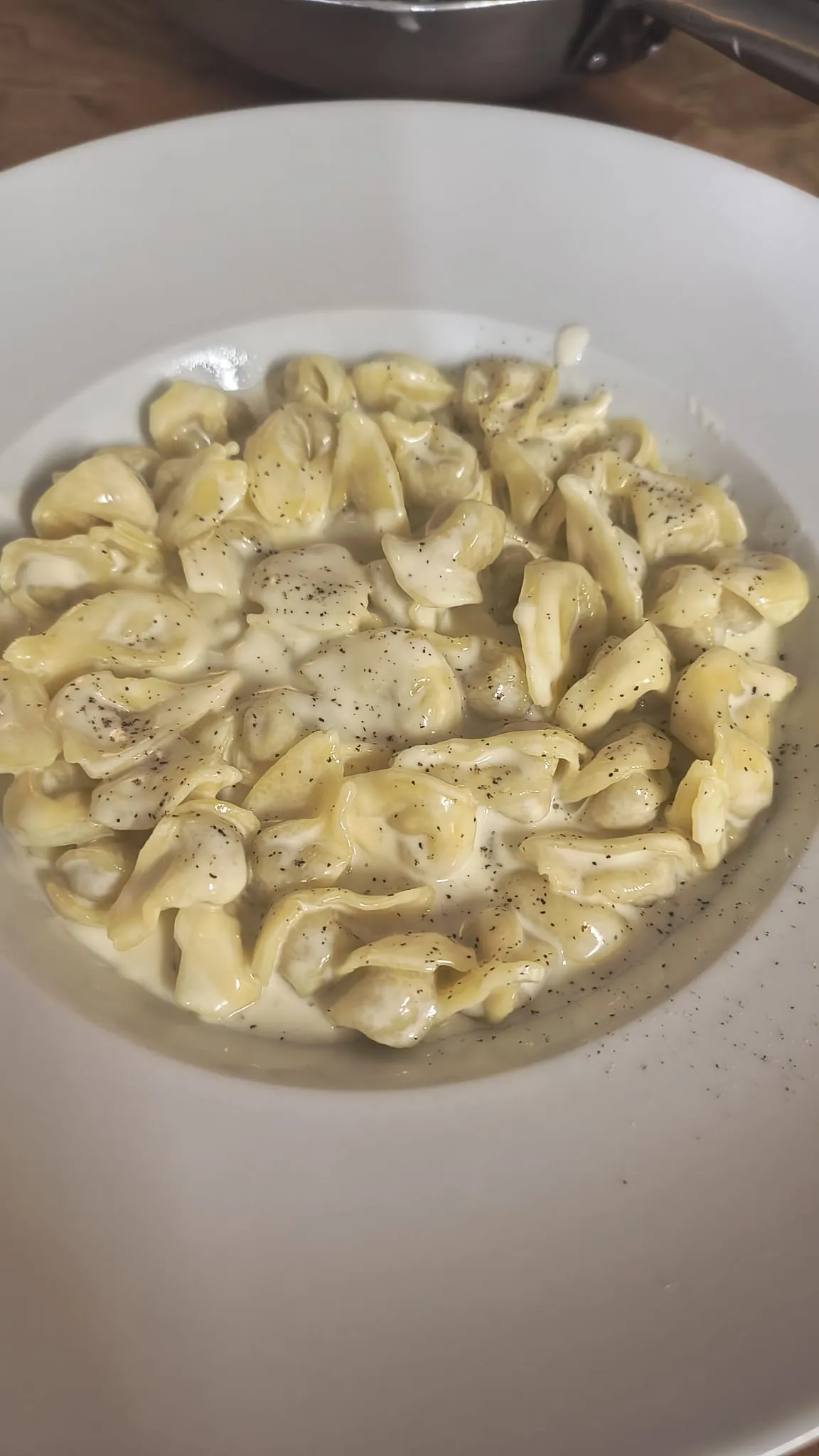 Cappellacci in un piatto bianco, visti dall’alto